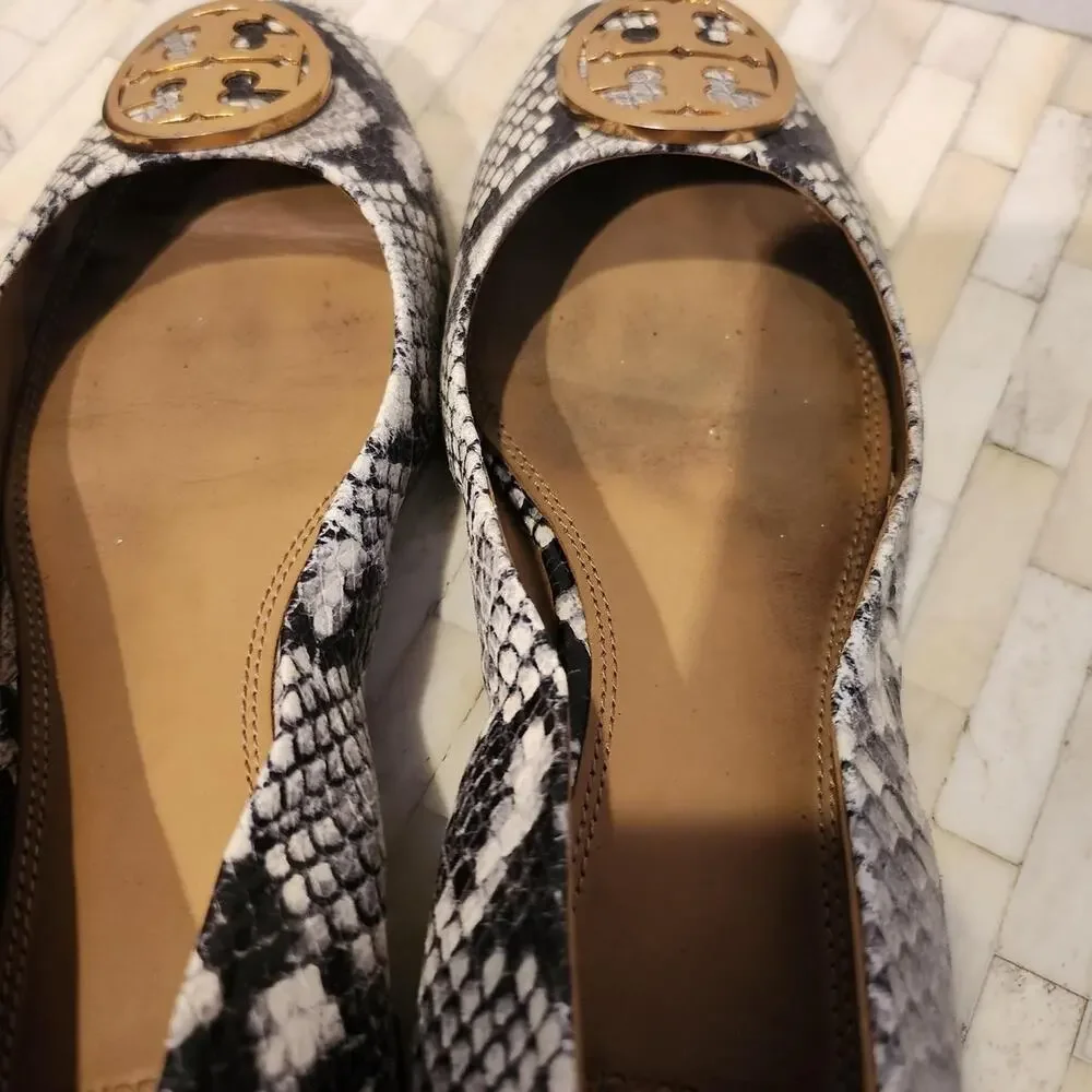 Tory Burch Chelsea Snake-Print Ballet Flats